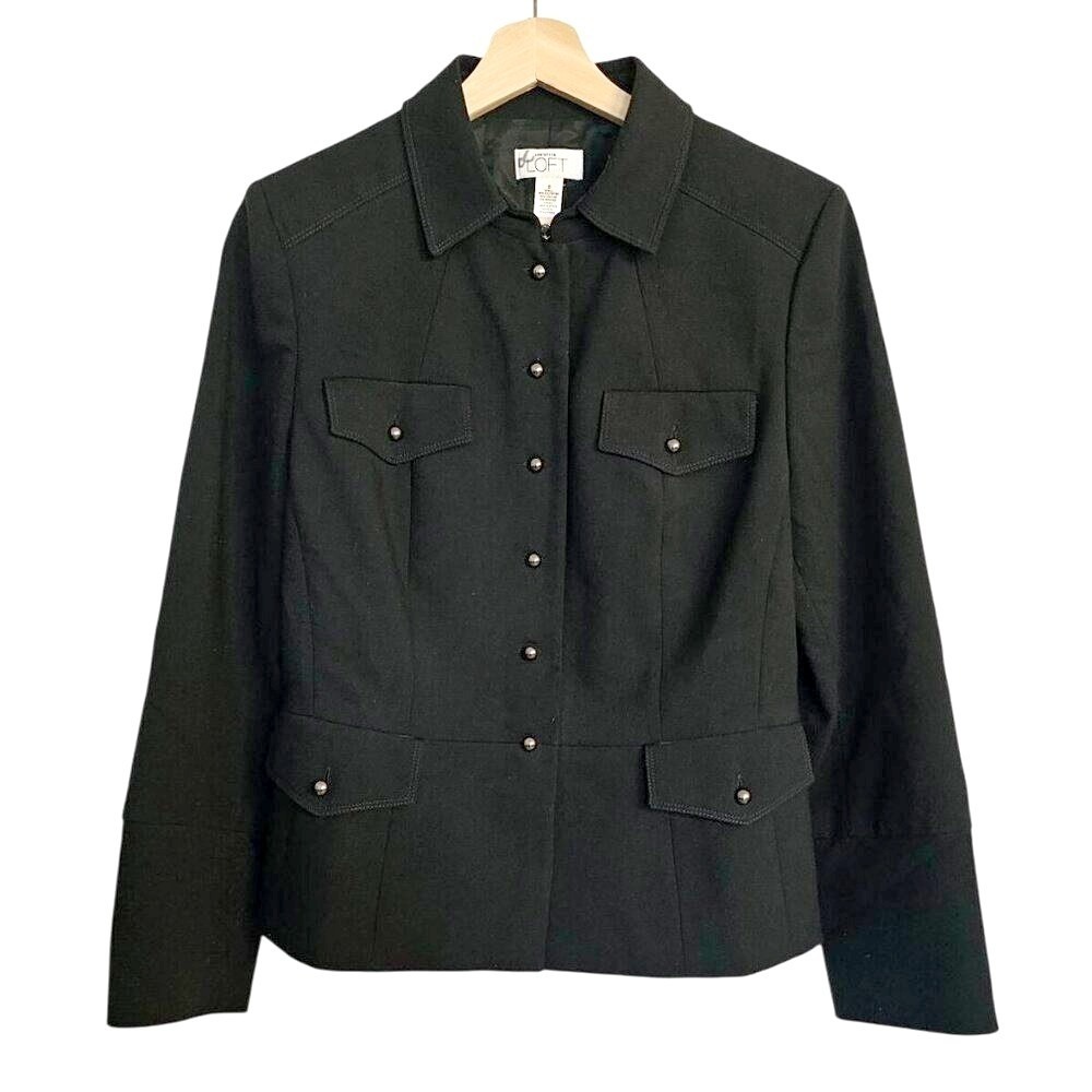 Ann Taylor military jacket size 8 button close‎ black